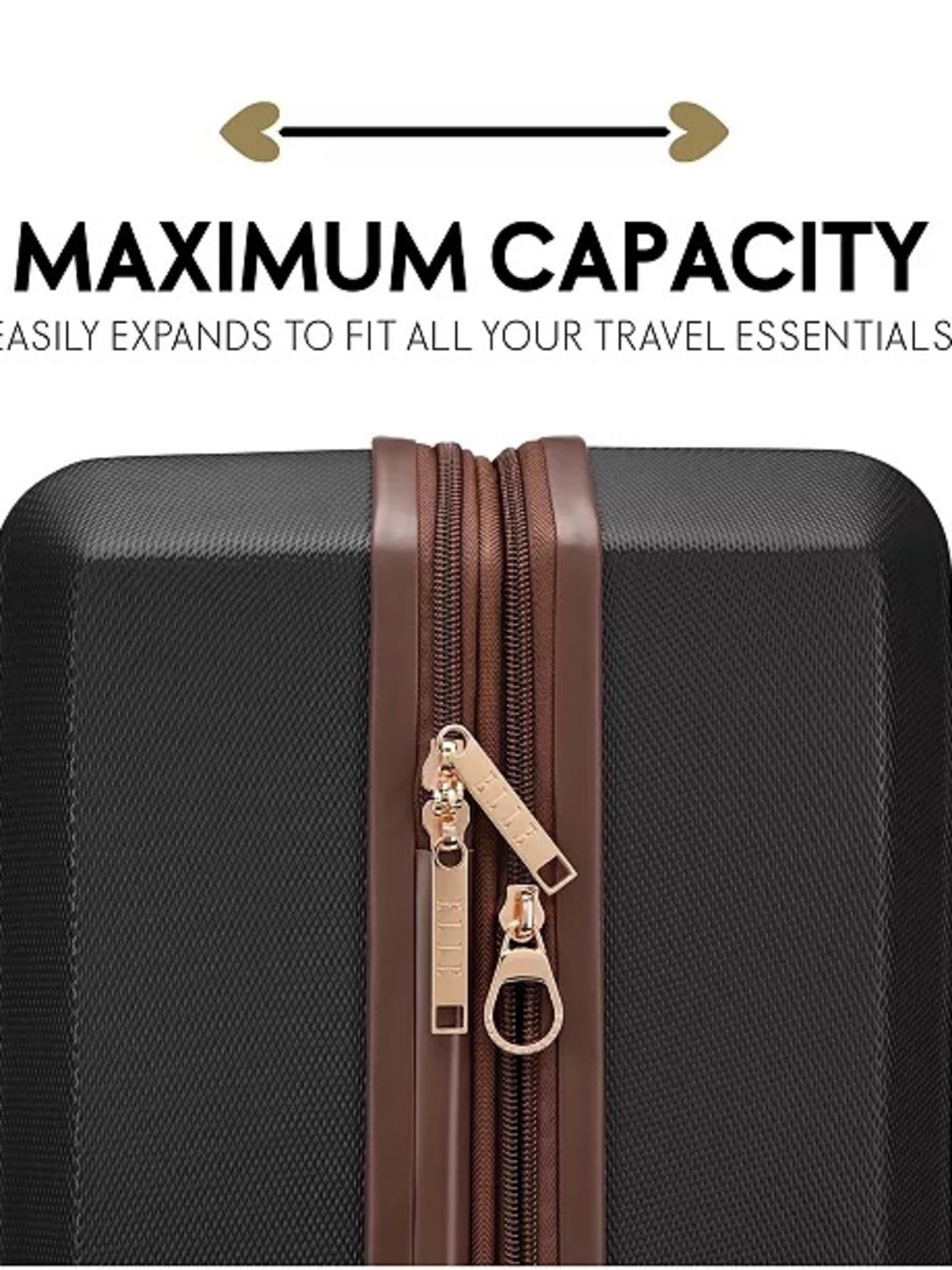 Elle Luxe Journey 1 Piece Expandable Retro Spinner Rolling check in Luggage - Picture 14 of 16